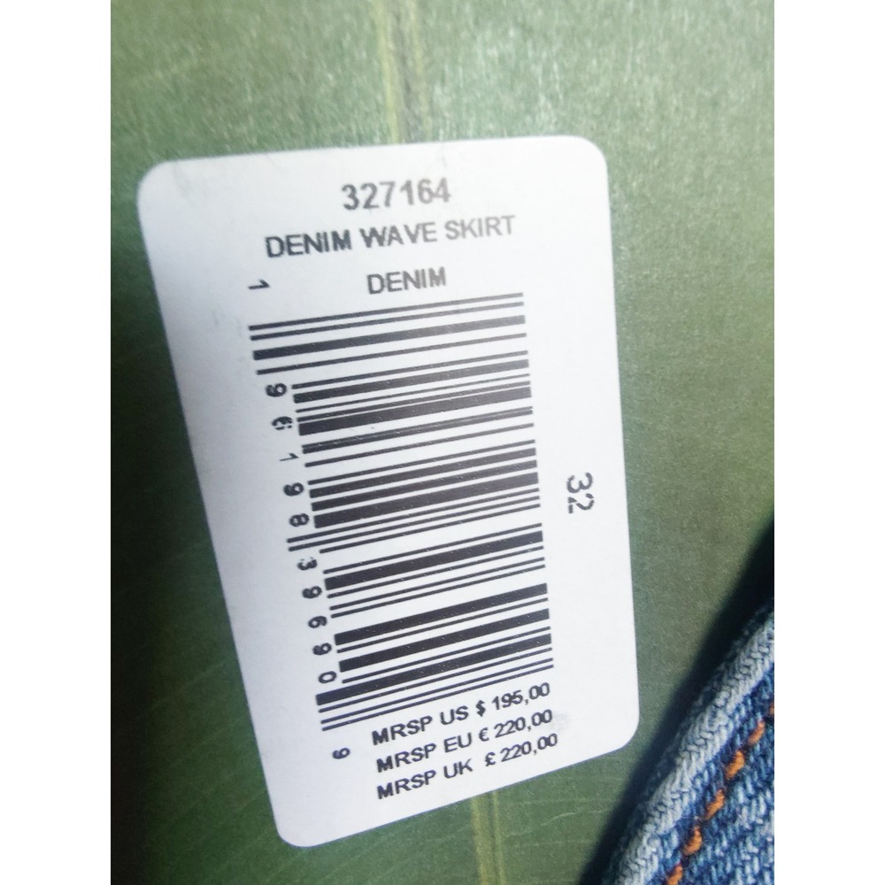 New Farm Rio Skirt 32 Denim Maxi Wave Light Wash Scalloped Button Front Artsy - Picture 7 of 12
